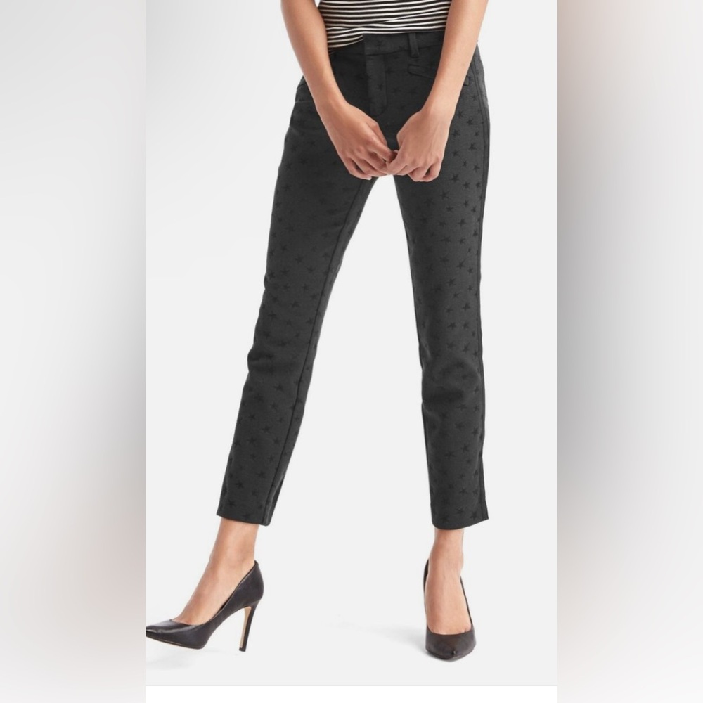 Gap Jacquard skinny ankle pants, Star SIZE 6R Black Stripes down sides No flaws